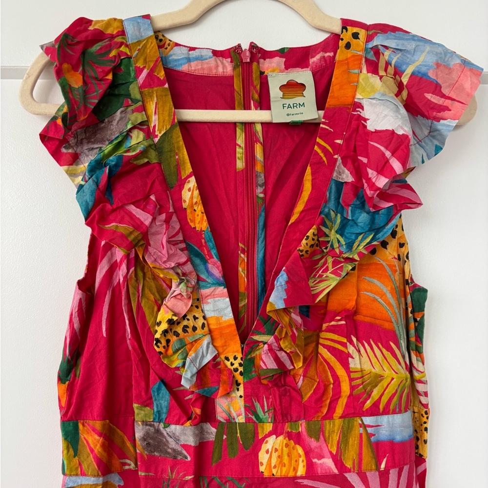 Farm Rio Tropical Print Ruffle Midi Dress - Picture 5 of 8